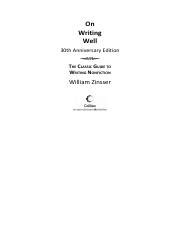 On Writing Well Chapter 5 Annotation.pdf - On Writing Well 30th Anniversary Edition THE CLASSIC ...