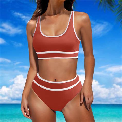 ALLLIST Women S Swimsuits Red Solid Back Smoothing Sexy High Cut Bikini Tops Womens Swimwear
