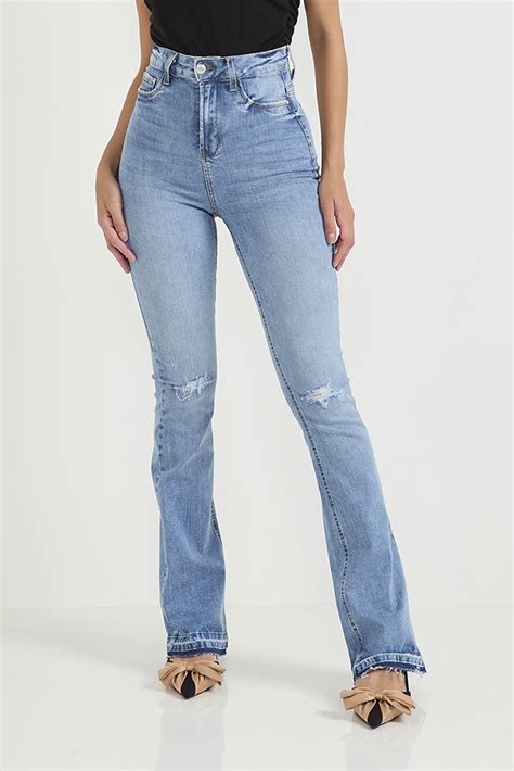 Cal A Jeans Feminina Flare Hot Pants Barra Diferenciada Dz