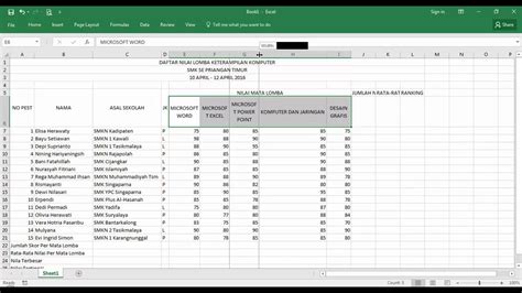 Microsoft Excel Mengolah Data Nilai Lomba Tips Youtube