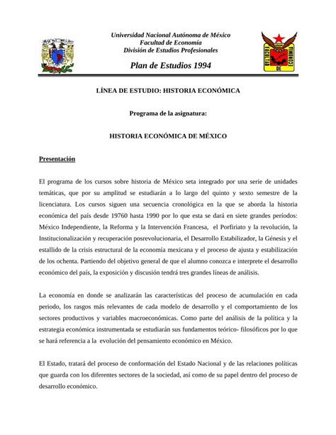 Pdf Plan De Estudios Economia Unam Mxeconomia Unam Mx