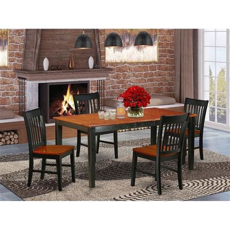 East West Furniture Nicoli 5 Piece Wood Dining Set With Rectangle Table