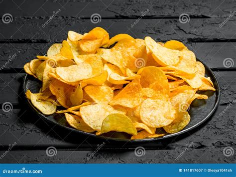 Potato Chips On The Plate Stock Image Image Of Crisp 141817607