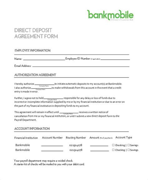 Free 12 Direct Deposit Form Samples In Pdf Excel Ms Word