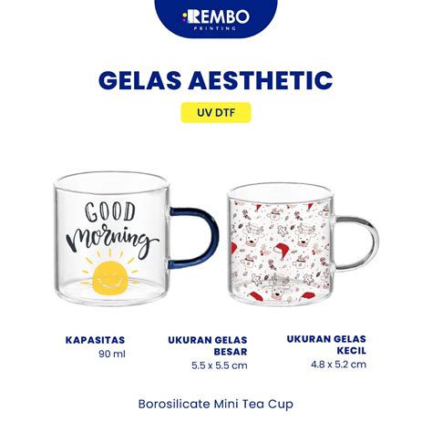 Jual GELAS AESTHETIC FULL PRINT GELAS KACA MUG KACA MUG AESTHETIC