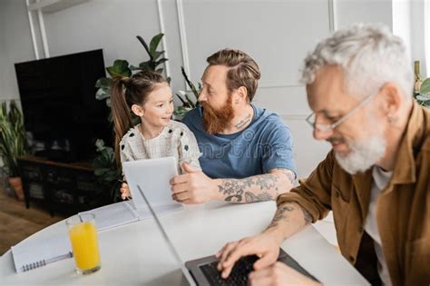 Smiling Gay Man And Adopted Daughter Stock Photo Image Of Daughter