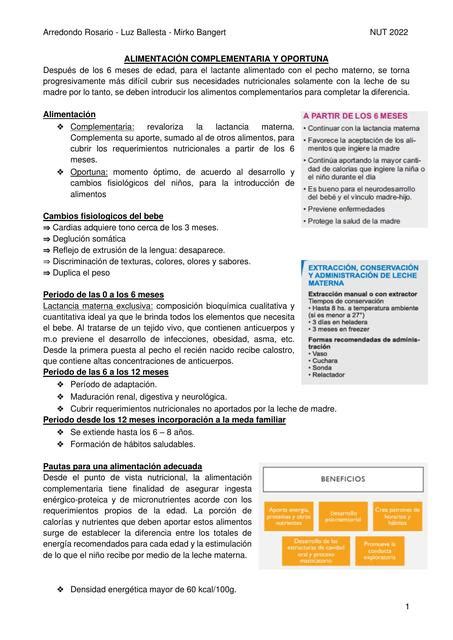 Alimentaci N Complementaria Y Oportuna Uabp Rosario Arredondo Udocz