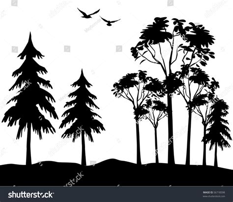 Black Silhouette Wood On White Background Stock Vector Royalty Free