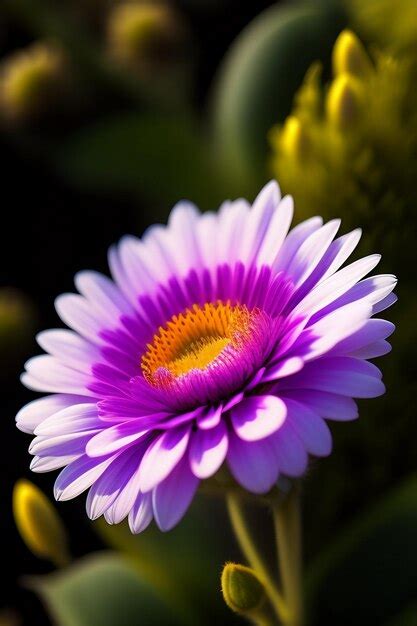 Premium Ai Image A Purple Flower With A Yellow Center