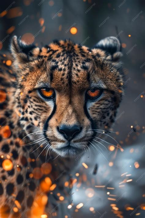 Premium Photo Majestic Cheetah Face Close Up With Intense Gaze And