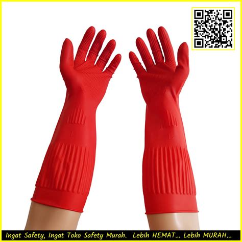 Sarung Tangan Karet Latex Panjang Tebal Cm Anti Air Safety Rubber