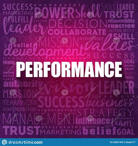 Performance Word Cloud Collage Business Concept Background Stock