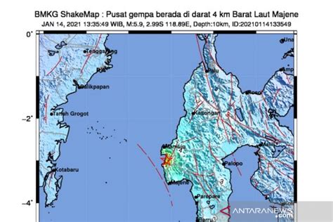 Gempa Bumi Magnitudo 5 9 Guncang Majene Dipicu Sesar Naik Mamuju