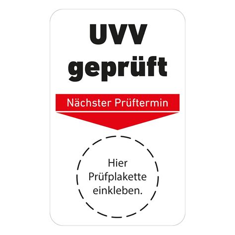 Grundplaketten für Prüfetiketten UVV geprüft nächste Prüfung DGUV