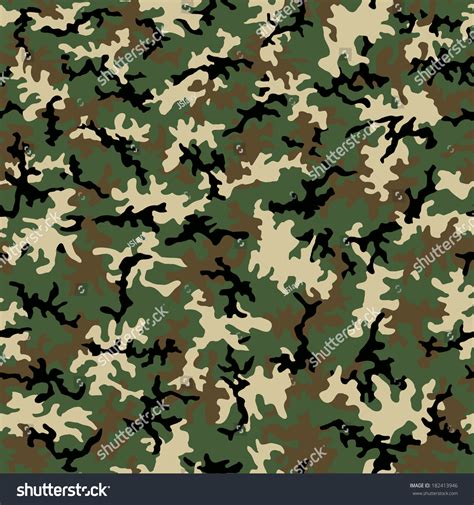 A Seamless Pattern Of Woodland Hunting Camouflage. Stock Vector Illustration 182413946 ...