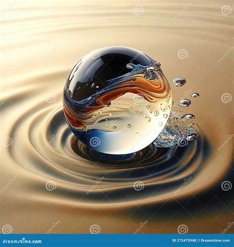 A Magical Water Orb Floating Digital Art Stock Illustration