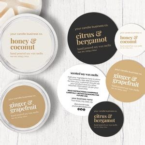 Round Wax Melt Label Template Canva Editable Custom Wax Melt Label