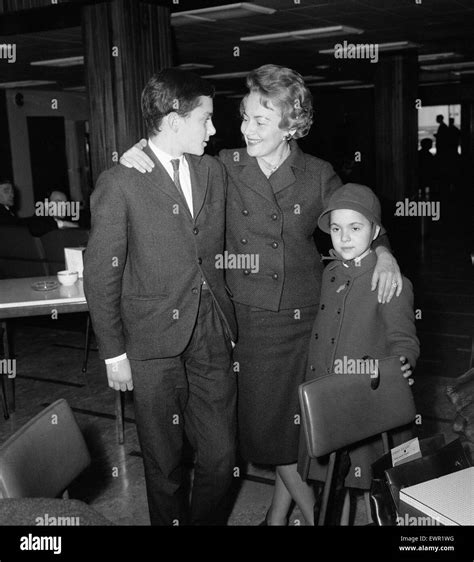 Olivia De Havilland at London Airport with her children Benjamin and ...