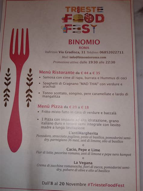 Speisekarte Von Binomio Roma Restaurant ROM