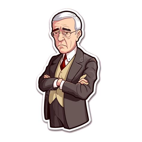 Sticker Of An Elderly Man With His Arms Crossed Vector Clipart Sticker