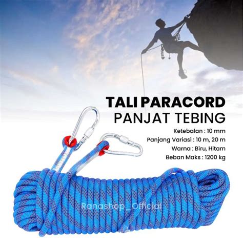 Jual Tali Paracord Panjang Tebing Climbing Rope 10mm 20 Meter 10