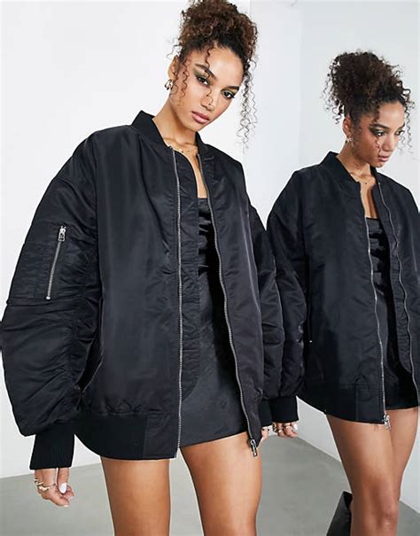 Asos Edition Oversized Bomber Jacket In Black Asos