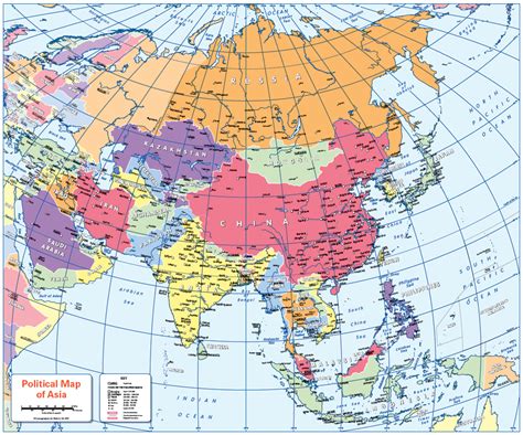 Colour Blind Friendly Political Map Of Asia Cosmographics Ltd