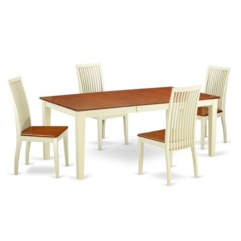 East West Furniture Quincy Piece Wood Kitchen Table Set In Buttermilk