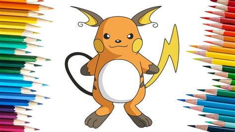 How To Draw Raichu And Colour Step By Step Raichu Colouring Pages