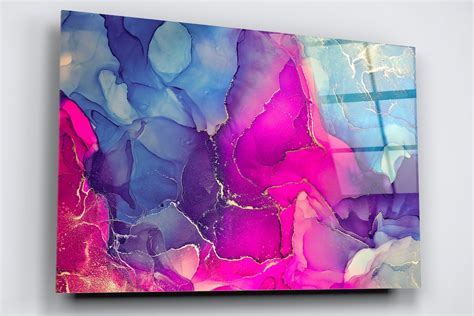 Abstract Art Acrylic Glass Wall Art Large High Gloss Boho Home Decor Alcohol Ink Wall Art