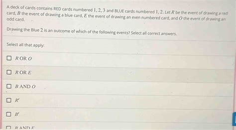 A Deck Of Cards Contains Red Cards Numbered And Blue Cards