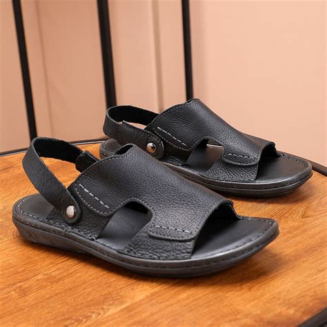 Mens Genuine Leather Sandals Ebay