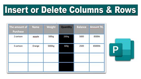 How To Insert Or Delete Columns And Rows In Microsoft Publisher Youtube