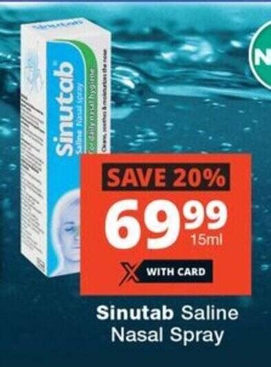 Sinutab Saline Nasal Spray Offer At Checkers Hyper