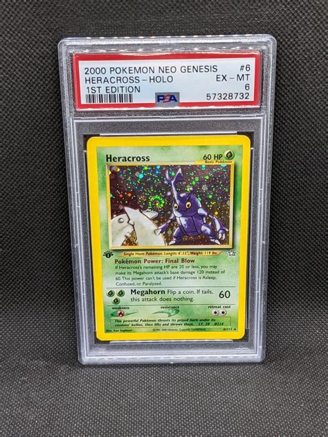 HERACROSS 6 111 1st Edition Neo Genesis SWIRL Holo Rare 2000 Pokemon