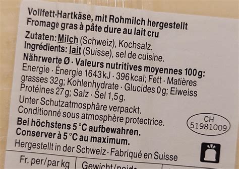 Твердый сыр Le Gruyère Switzerland Coop - калорийность, пищевая ...