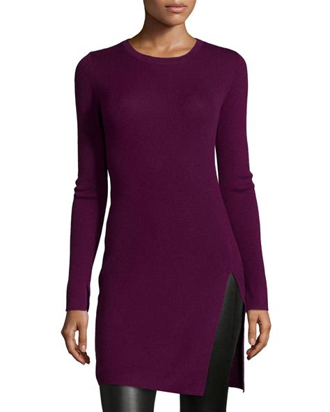 Bcbgmaxazria Long Sleeve Fitted Tunic Dress In Purple Lyst