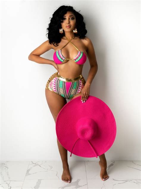 Wholesale Sexy Print Hollow Out High Waisted Bikini RPO Wholesale