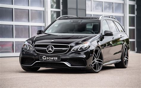 Download wallpapers Mercedes-AMG E63 G-Power, 2018, Estate, S-Model, black wagon, tuning E-class ...