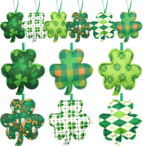 30 Pcs St Patricks Day Decorations Shamrocks Felt Ornament Set Good Luck Trefoil