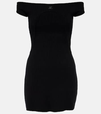 Ribbed Knit Bustier Mini Dress In Black Courreges Mytheresa