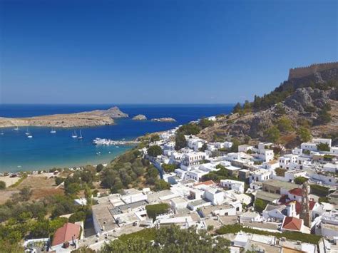 Lindos And The Acropolis Rhodes Dodecanese Greek Islands Greece