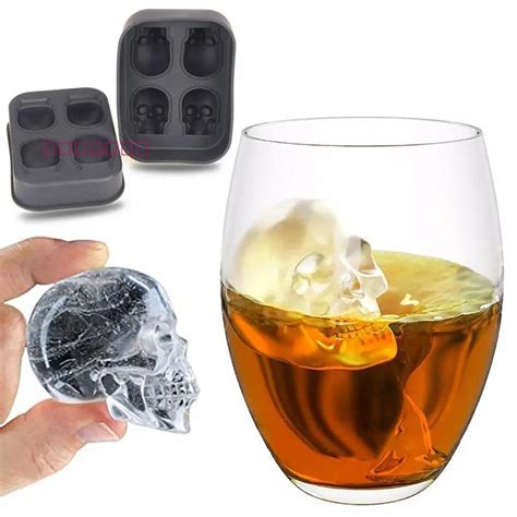 Pcs Lot Cavity Skull Head Ice Cube Tray Silicone Halloween Ice Mold