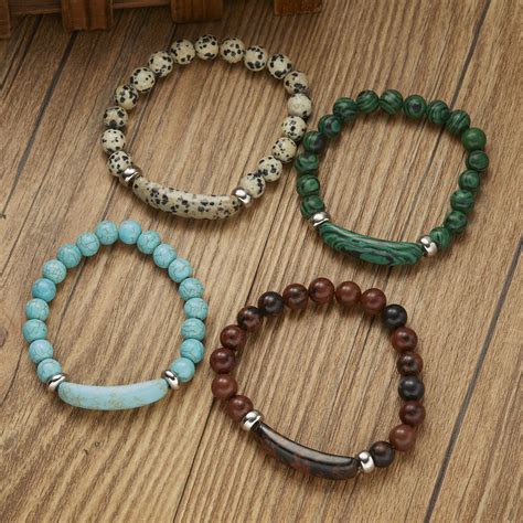 Natural Stone Beads Bracelet For Women Men Party Gifts Elastic