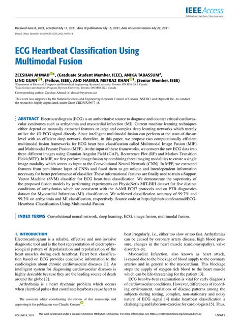 Pdf Ecg Heartbeat Classification Using Multimodal Fusion