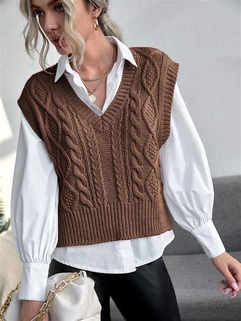 Get Discounts For Cable Knit Sweater Vest Without Blouse And Find More