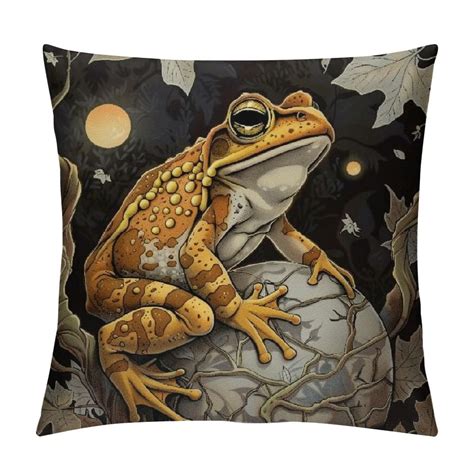 Creowell Cute Frog Throw Pillow Cover Aesthetic Witch Party Astrology