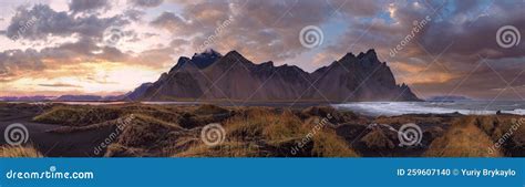 Sunrise Stokksnes Cape Sea Beach and Vestrahorn Mountain, Iceland ...