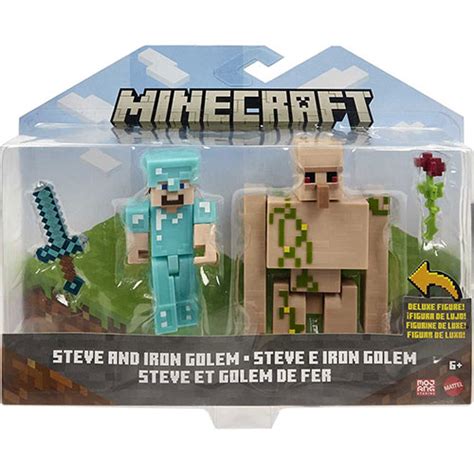 Mattel Minecraft Articulated Action Figures Diamond Steve And Iron