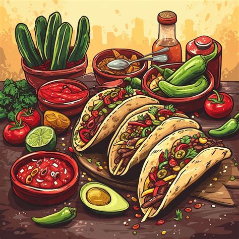 Premium Photo Mexico Food In Cartoon